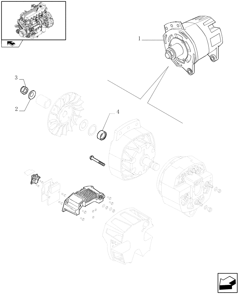 Схема запчастей Case F2CE9684P E007 - (0.40.0/ A) - ALTERNATOR - COMPONENTS (2856508) 