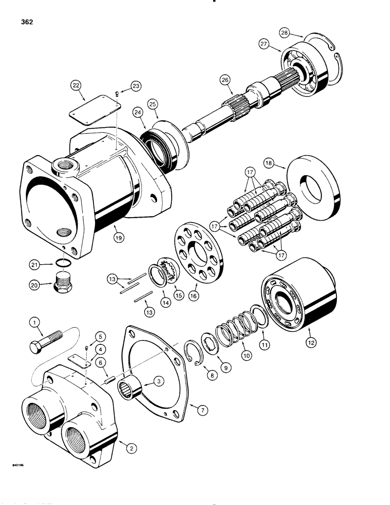 Схема запчастей Case SD100 - (362) - H575282 LINE LAYER MOTOR (35) - HYDRAULIC SYSTEMS