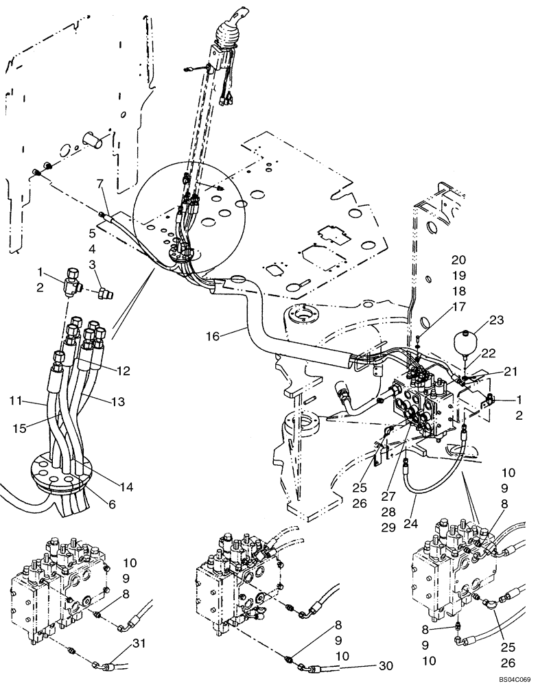 Схема запчастей Case 721D - (08-18A) - LOADER CONTROL - PILOT CONTROL LINES (08) - HYDRAULICS