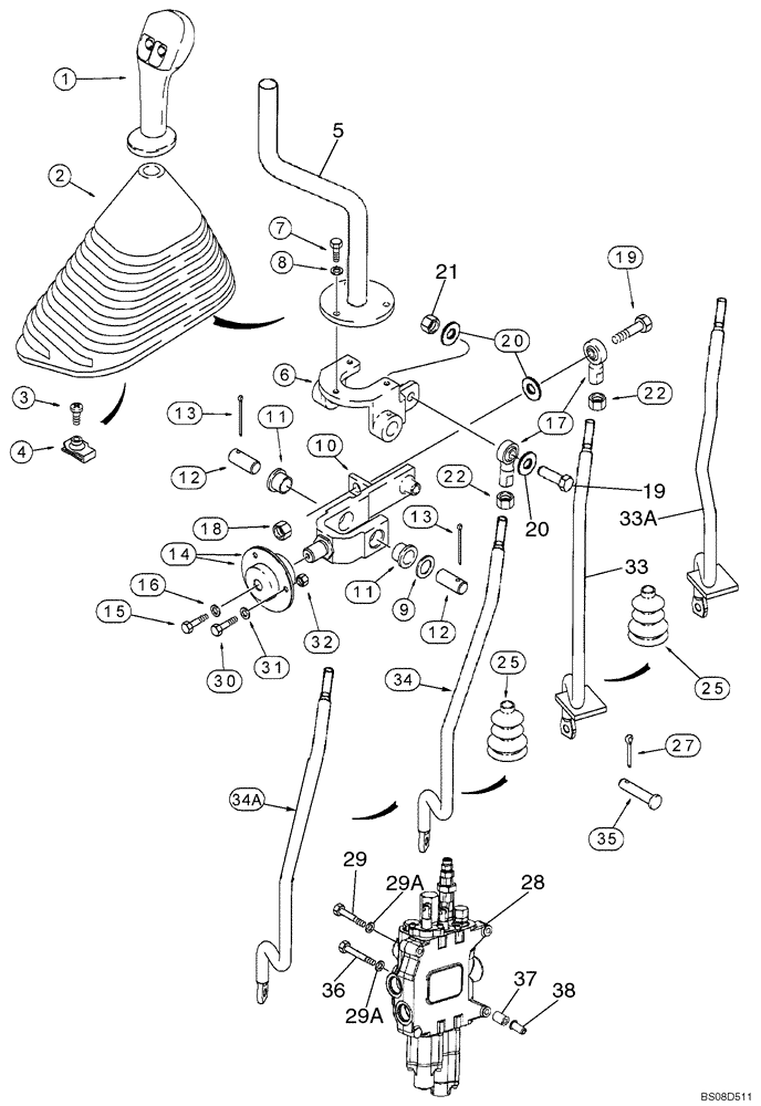 Схема запчастей Case 580SM - (09-01) - CONTROLS - LOADER LIFT AND BUCKET (09) - CHASSIS/ATTACHMENTS