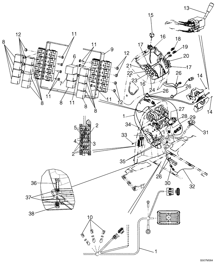 Схема запчастей Case 590SM - (04-07) - HARNESS, FRONT CONSOLE - SWITCHES (04) - ELECTRICAL SYSTEMS