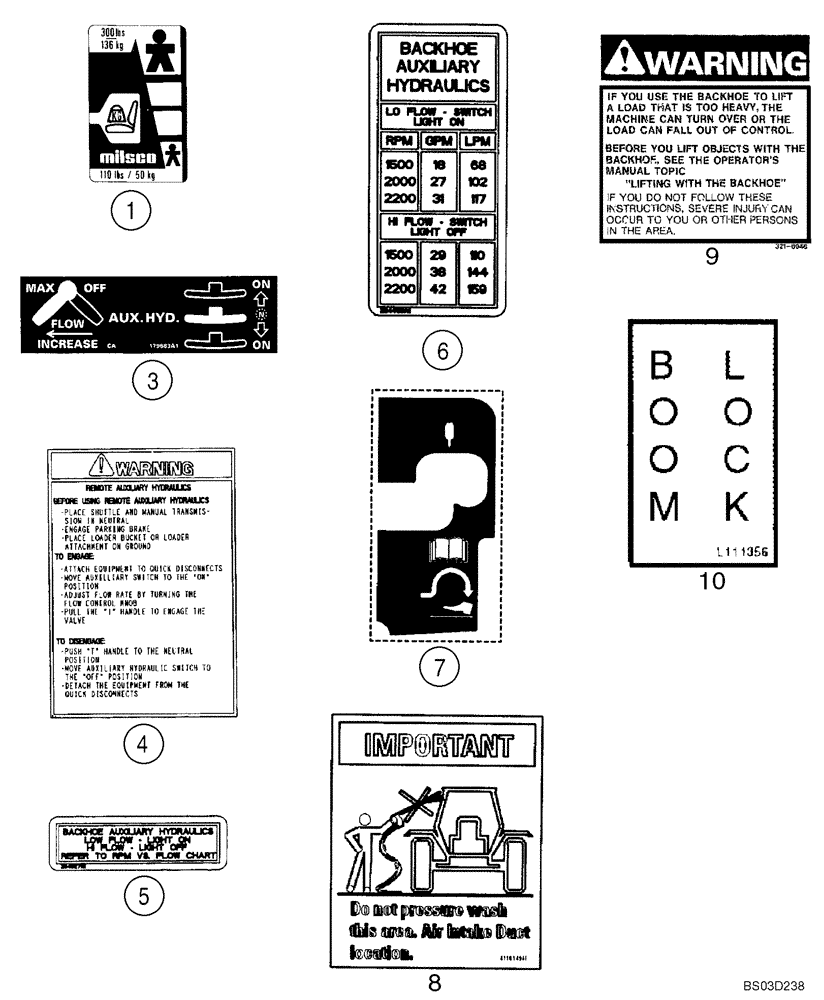 Схема запчастей Case 590SM - (09-75) - DECALS (09) - CHASSIS/ATTACHMENTS