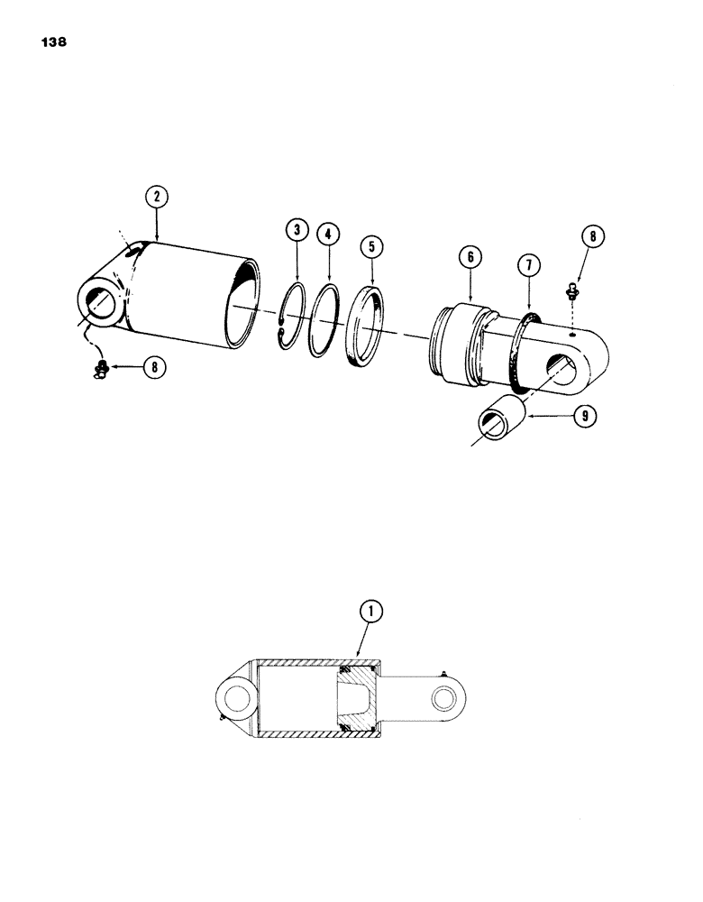 Схема запчастей Case 980B - (138) - LEVELER CYLINDER, (USED ON UNITS PRIOR TO PIN 6204051) (07) - HYDRAULIC SYSTEM