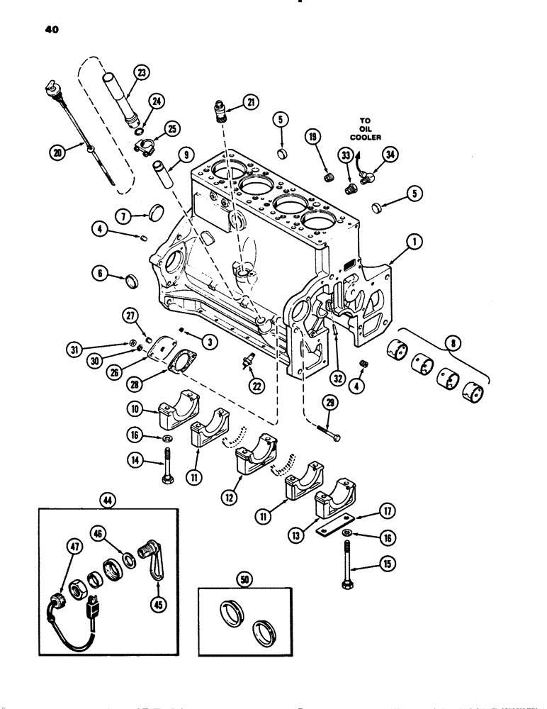 Схема запчастей Case 780B - (040) - CYLINDER BLOCK, 336BDT DIESEL ENGINE, BLOCK HEATER (02) - ENGINE