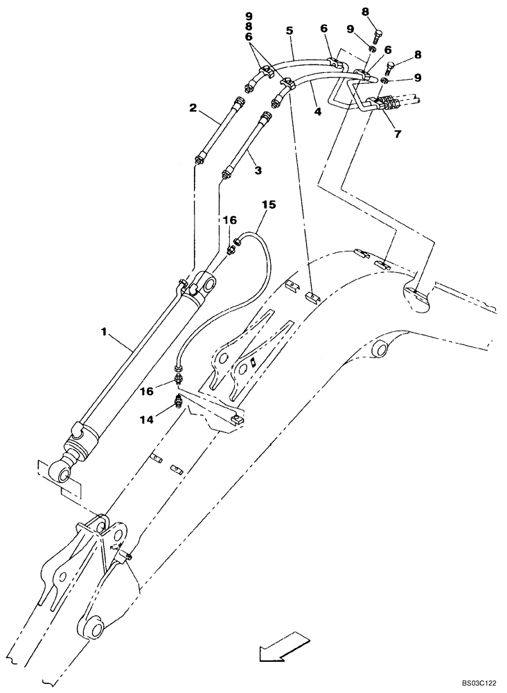 Схема запчастей Case CX75SR - (08-58) - HYDRAULICS - ARM CYLINDER, MODELS WITHOUT LOAD HOLD, MODELS WITH STANDARD BOOM (08) - HYDRAULICS