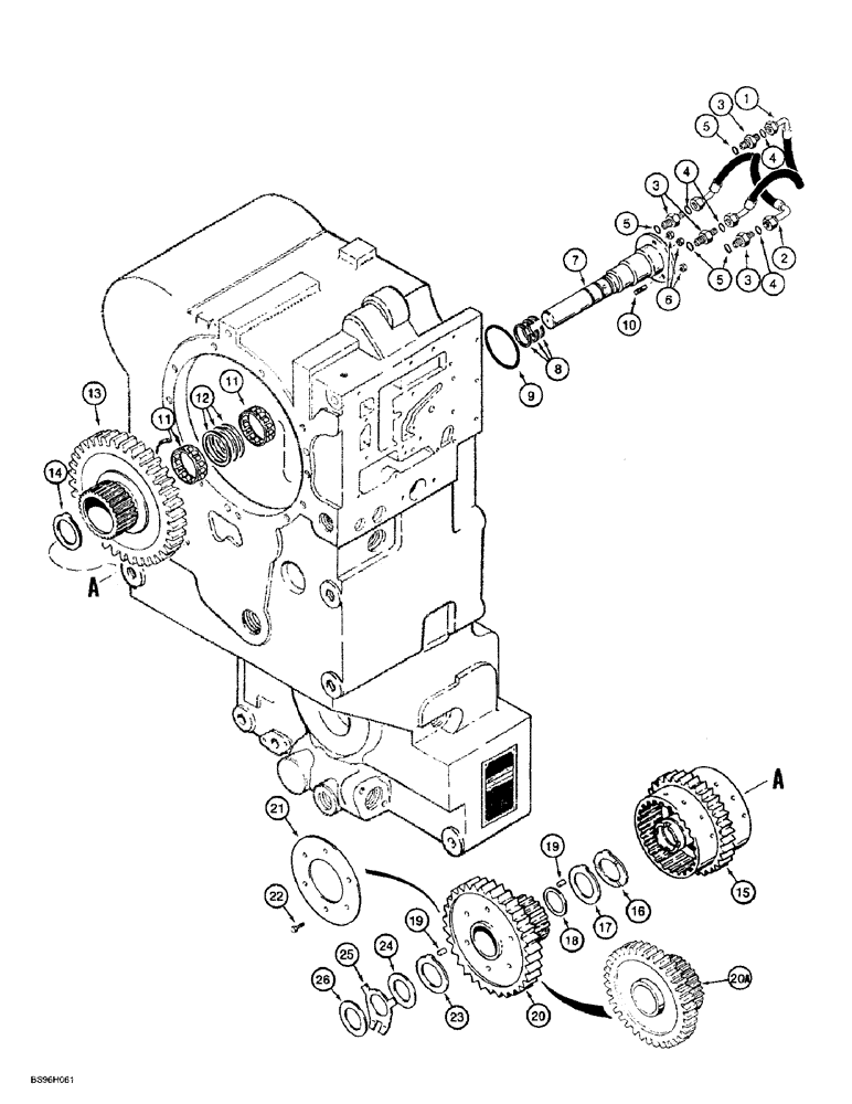 Схема запчастей Case 621B - (6-16) - TRANSMISSION ASSEMBLY, REVERSE AND SECOND CLUTCHES (06) - POWER TRAIN