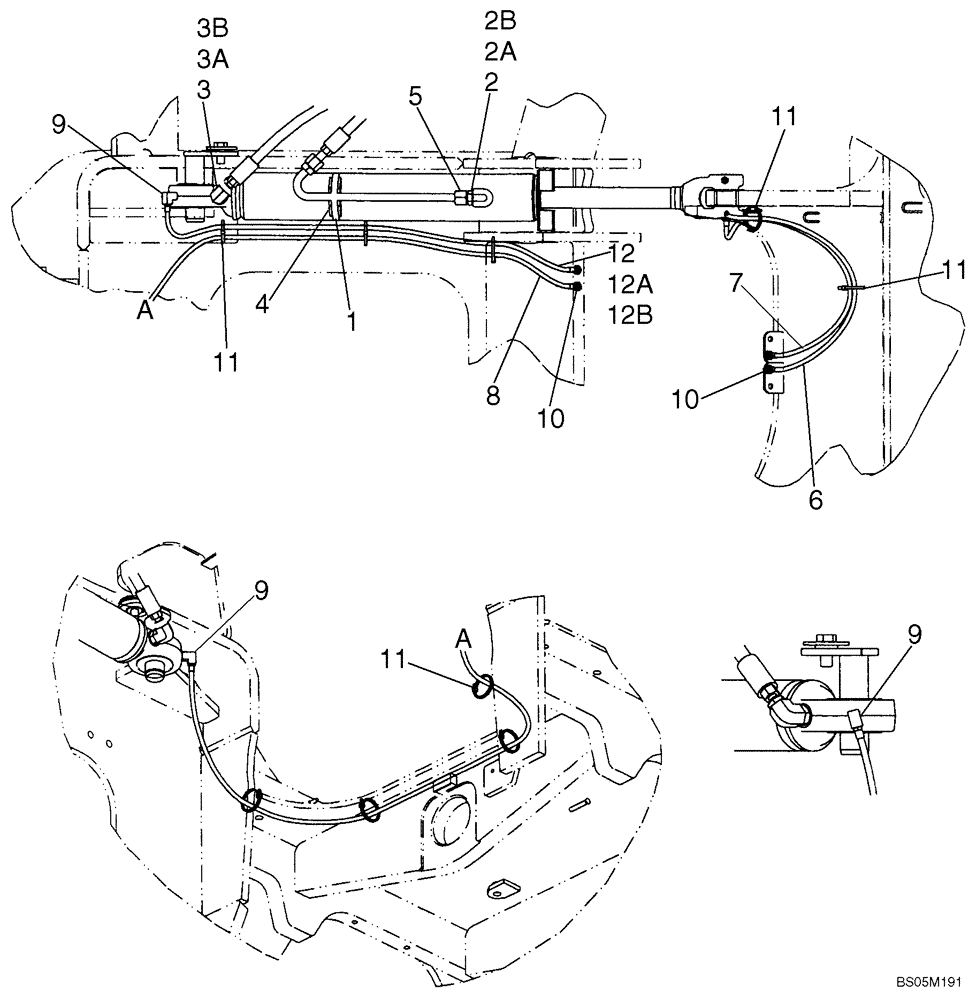 Схема запчастей Case 821E - (05-11) - STEERING, STANDARD - HYDRAULICS - CYLINDER (05) - STEERING