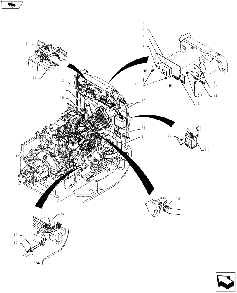 Схема запчастей Case CX55BMSR - (01-008[00]) - RADIATOR GROUP (COOLER) (10) - ENGINE