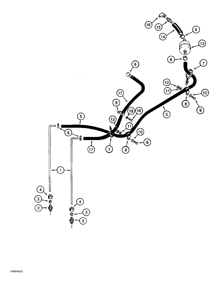 Схема запчастей Case 821B - (3-05A) - FUEL LINES AND IN-LINE FUEL FILTER, P.I.N. JEE0041186 THROUGH JEE0050600 (03) - FUEL SYSTEM