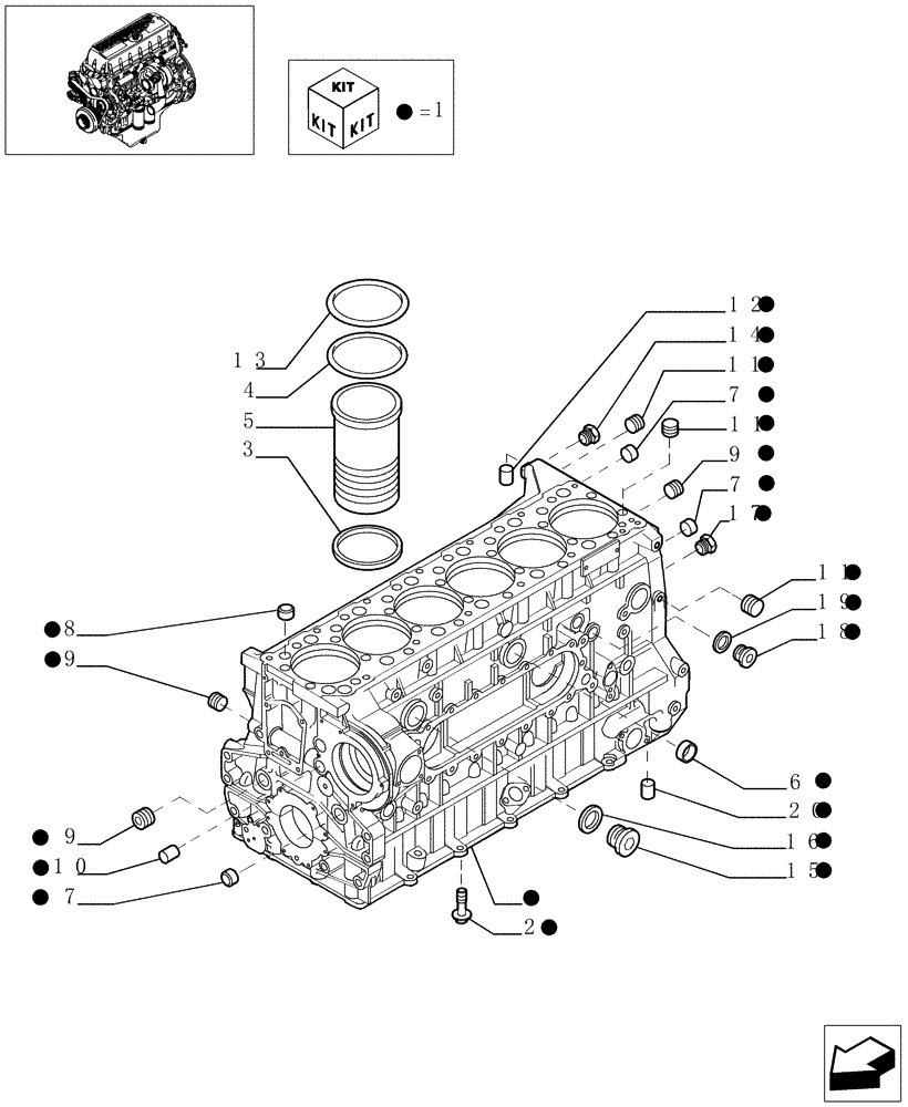 Схема запчастей Case F3AE0684D B005 - (0.04.0[01]) - CYLINDER BLOCK & RELATED PARTS (504045861 - 504071143) 