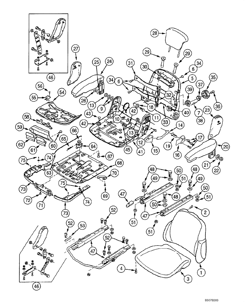 Схема запчастей Case 845 DHP - (09.56[00]) - SEAT ASSEMBLY - UPPER SEAT ASSEMBLY (OPTIONAL) (09) - CHASSIS