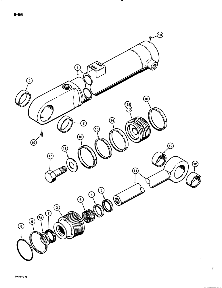 Схема запчастей Case W18B - (8-56) - G109770 BUCKET CYLINDER (08) - HYDRAULICS