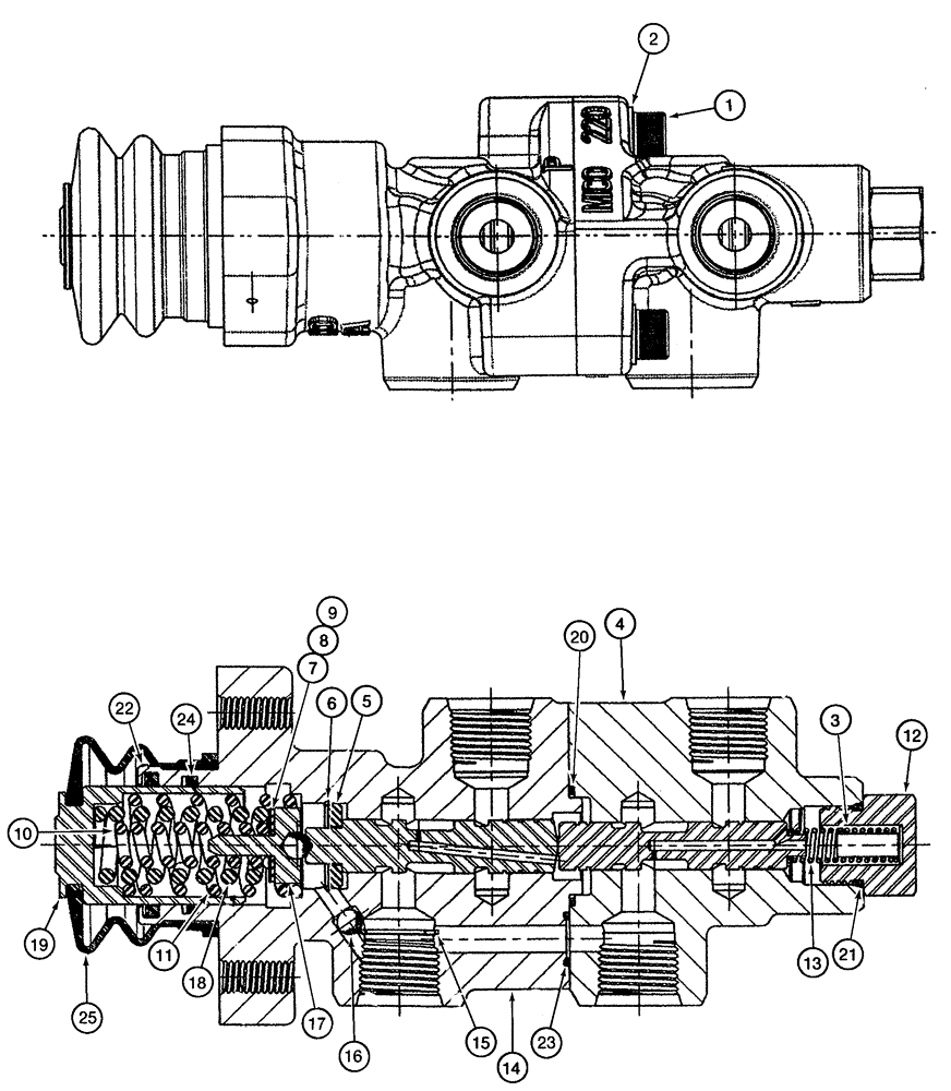 Схема запчастей Case 621C - (07-036) - VALVE ASSEMBLY BRAKE (07) - BRAKES