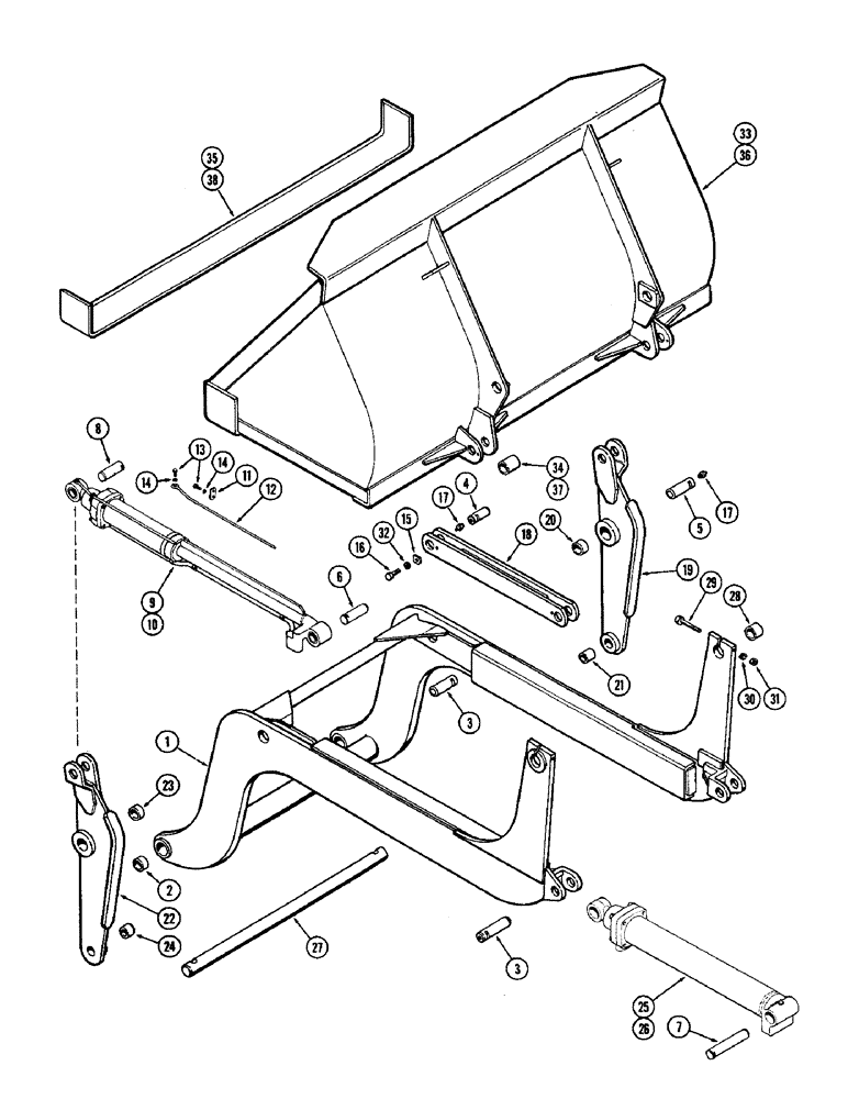 Схема запчастей Case W5 - (122) - LIFT ARM AND ATTACHING PARTS, BUCKETS (09) - CHASSIS