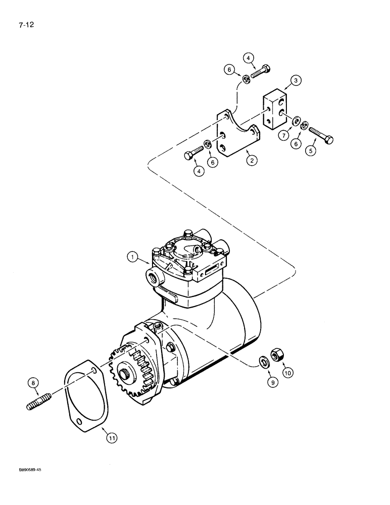 Схема запчастей Case 721 - (7-12) - AIR COMPRESSOR MOUNTING (07) - BRAKES