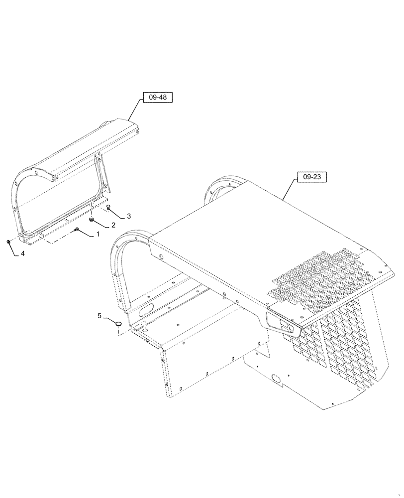 Схема запчастей Case 450 - (09-47) - REAR WINDOW - WITHOUT HEAT AND AIR CONDITIONING (09) - CHASSIS