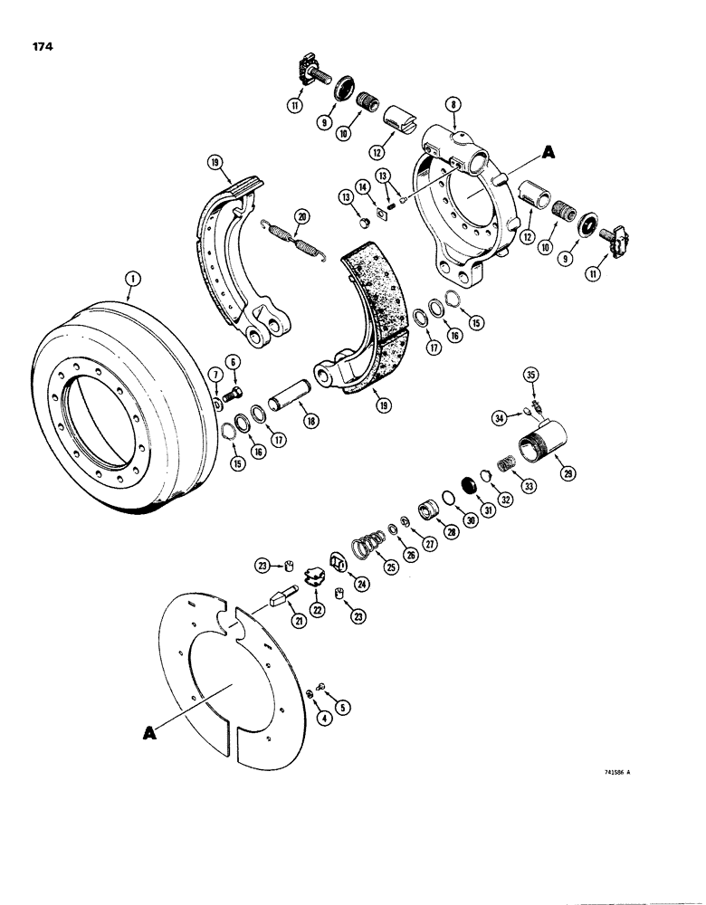 Схема запчастей Case W26B - (174) - L58460 AND L73825 FRONT AXLE BRAKES (06) - POWER TRAIN