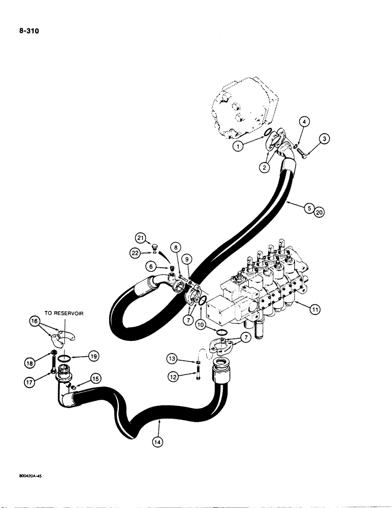 Схема запчастей Case 1455B - (8-310) - EQUIPMENT HYDRAULIC CIRCUIT, PUMP TO CONTROL VALVE & RESERVOIR (08) - HYDRAULICS