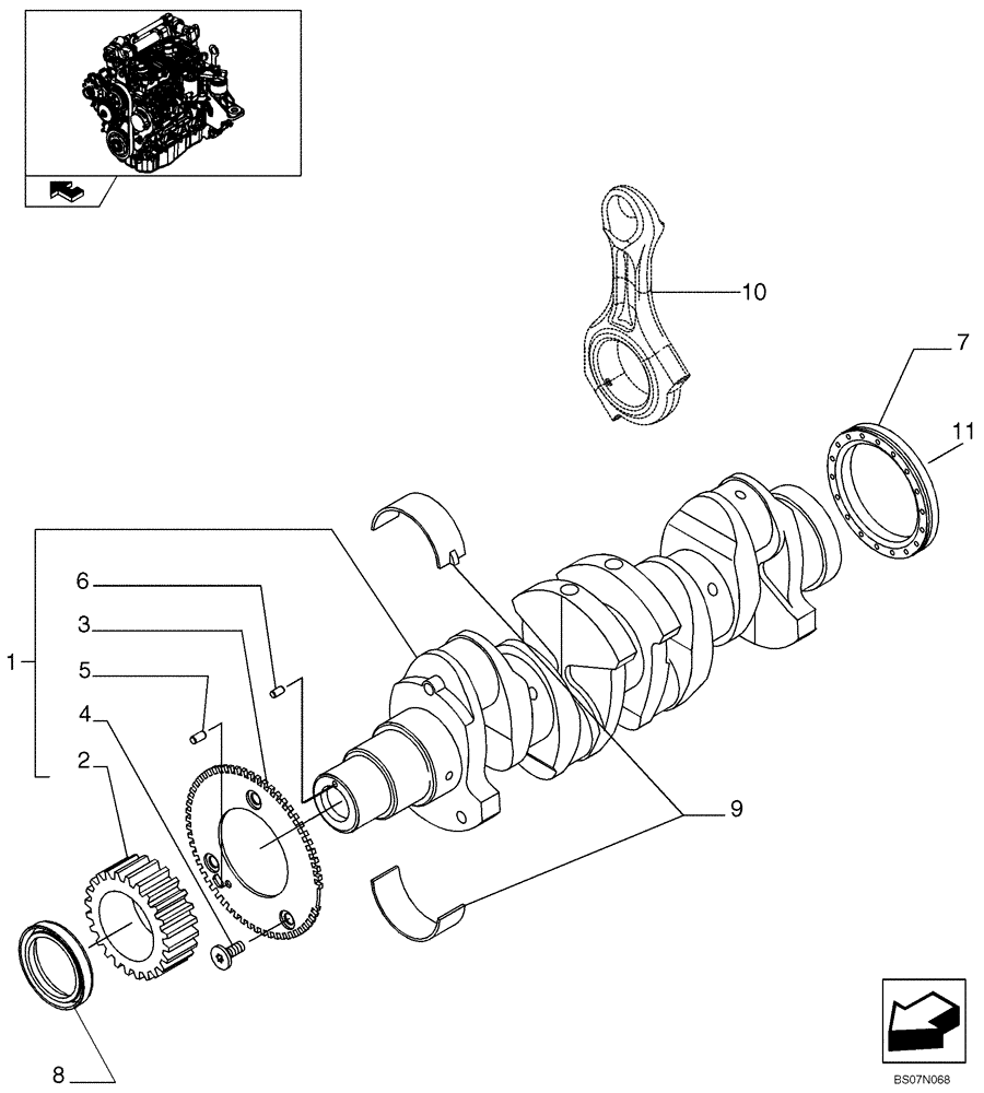 Схема запчастей Case 430 - (02-22) - CRANKSHAFT (87530652) (02) - ENGINE