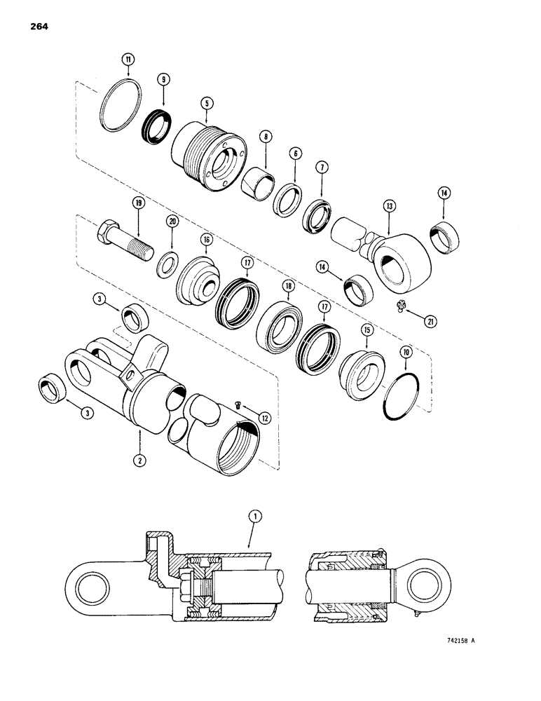 Схема запчастей Case 1150B - (264) - G34765 BUCKET TILT AND FELLER BUNCHER CYLINDER, GLAND IS STAMPED W/ CYLINDER PART NUMBER (07) - HYDRAULIC SYSTEM