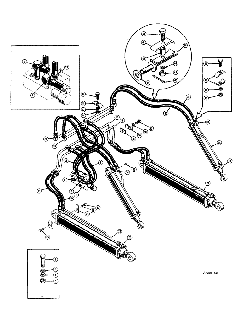 Схема запчастей Case 310D - (102) - LOADER HYDRAULICS, LIFT CYLINDER HYDRAULICS (07) - HYDRAULIC SYSTEM