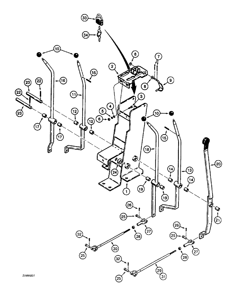 Схема запчастей Case 1155E - (6-60) - TRANSMISSION CONTROL LEVERS AND LINKAGE (06) - POWER TRAIN