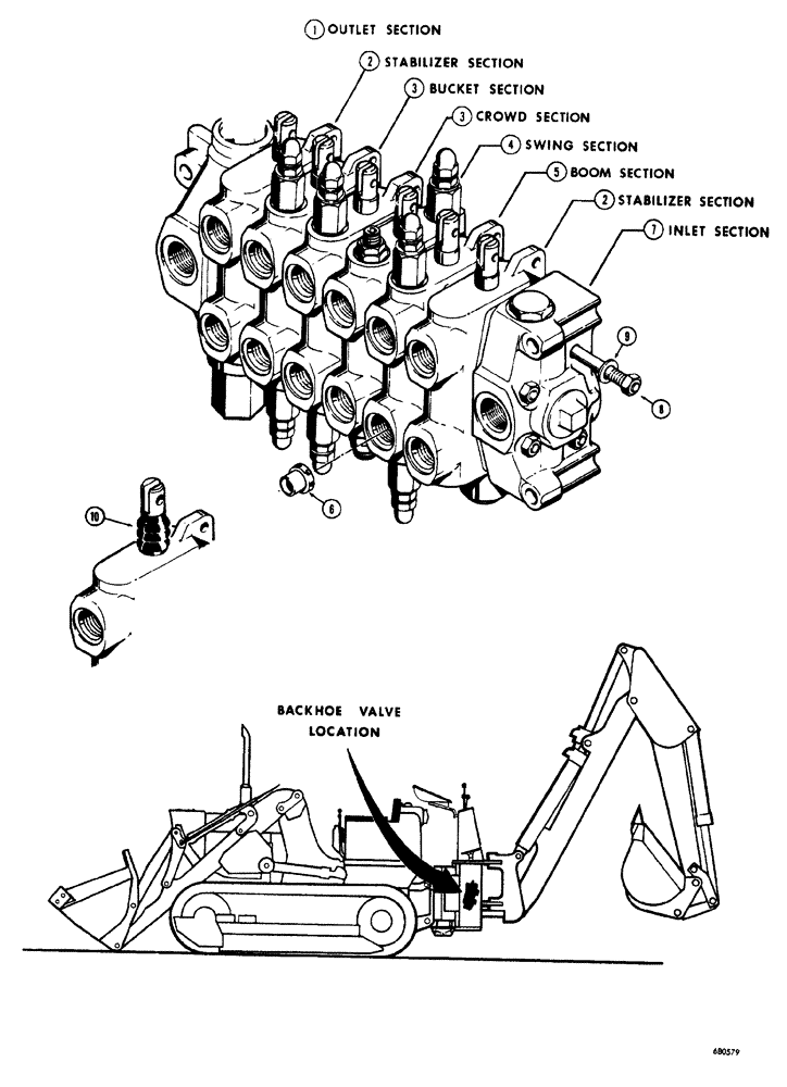 Схема запчастей Case 33S - (082) - BACKHOE CONTROL VALVE 