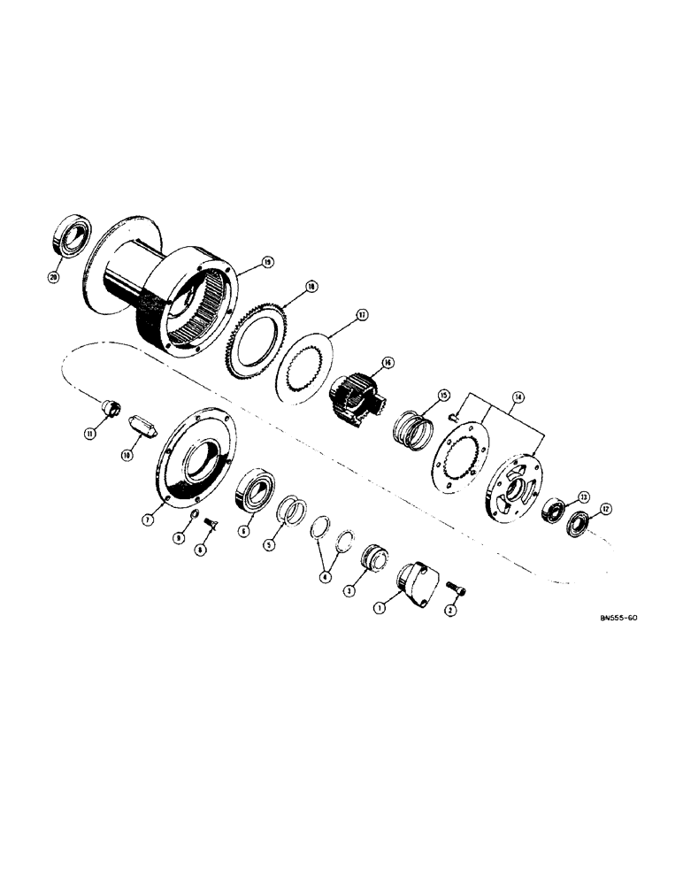 Схема запчастей Case 310D - (160) - C-12 WINCH CABLE DRUM AND CLUTCH (05) - UPPERSTRUCTURE CHASSIS