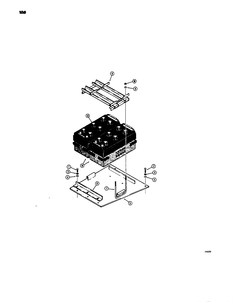 Схема запчастей Case 1450 - (100) - BATTERY AND HOLDDOWN (04) - ELECTRICAL SYSTEMS