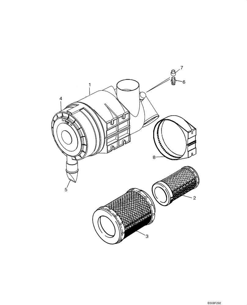 Схема запчастей Case 850L - (02-07) - AIR CLEANER ASSY (02) - ENGINE