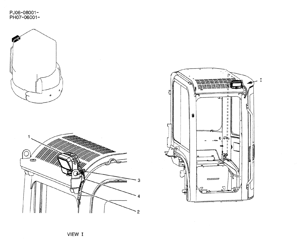 Схема запчастей Case CX50B - (01-064) - LIGHT INSTAL (CAB) (PW80E00007F1) (05) - SUPERSTRUCTURE