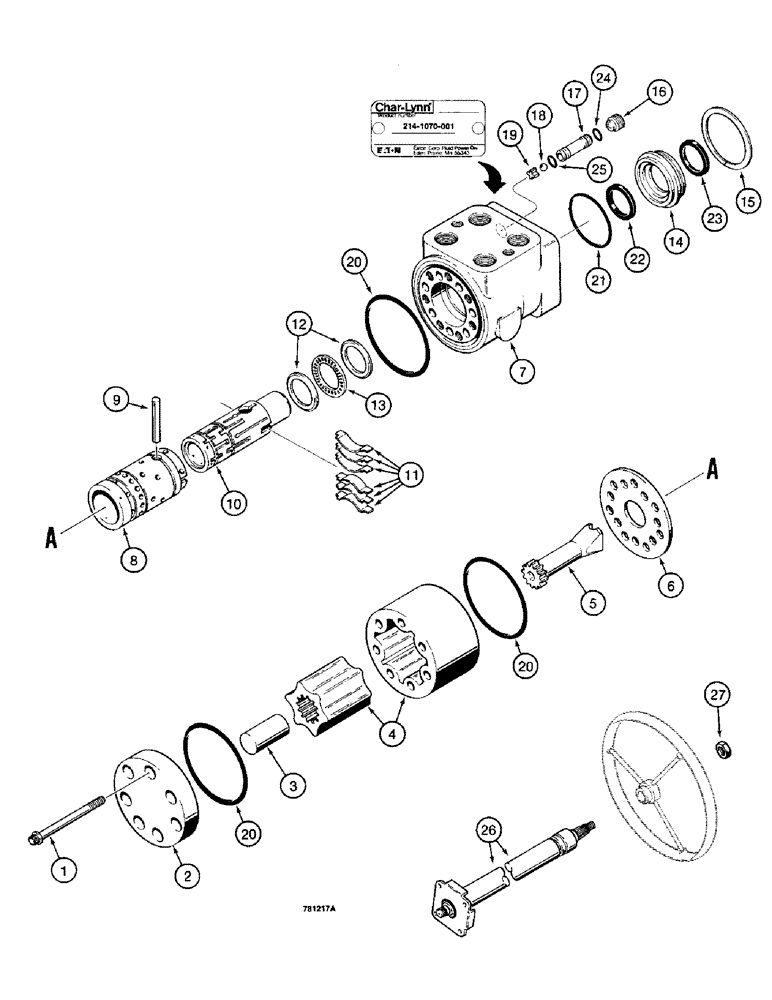 Схема запчастей Case W14 - (248) - L79641 STEERING CONTROL VALVE AND COLUMN (05) - STEERING