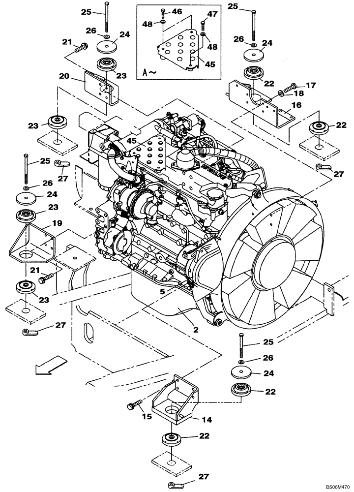 Схема запчастей Case CX240BLR - (02-01) - ENGINE MOUNTING (02) - ENGINE