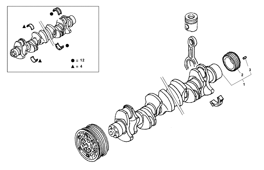 Схема запчастей Case 327B - (01A00000300[001]) - CRANKSHAFT INSTAL (87593675) (01) - ENGINE