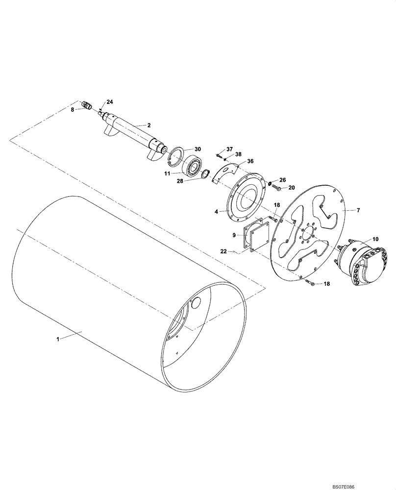 Схема запчастей Case DV204 - (12-2A/4[03]) - VIBRATORY - DRUM (GROUP 2 A/4) - (BEFORE DDD0001415) (09) - CHASSIS/ATTACHMENTS