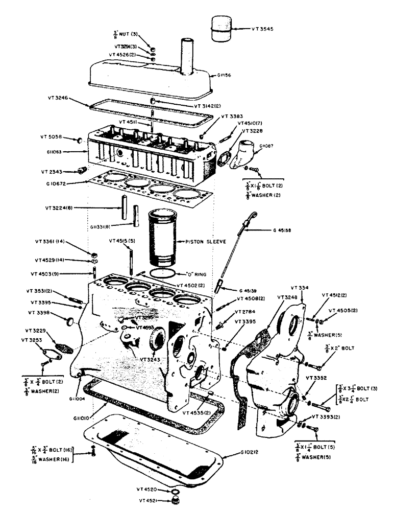 Схема запчастей Case 320 - (006) - CYLINDER HEAD, BLOCK AND OIL PAN PARTS, CYLINDER HEAD (02) - ENGINE