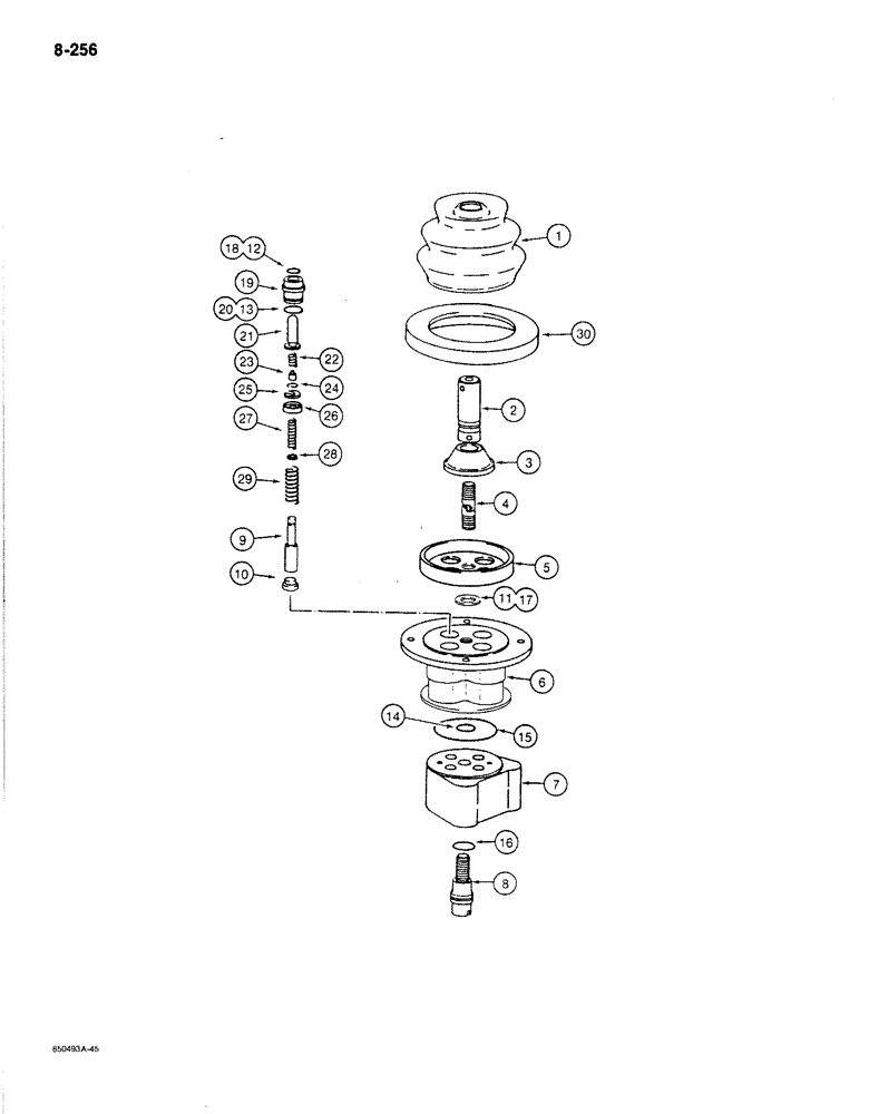 Схема запчастей Case 170B - (8-256) - HAND CONTROL VALVE - REXROTH, P.I.N. 74341 THROUGH 74456 (08) - HYDRAULICS