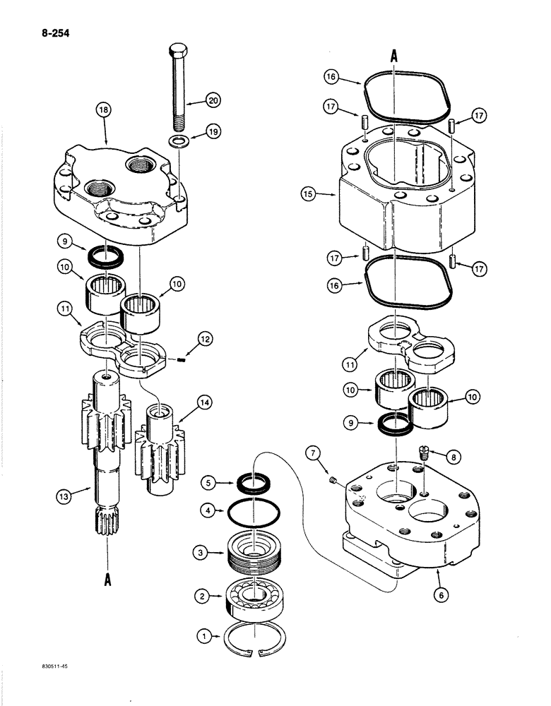 Схема запчастей Case 1080B - (8-254) - SWING HYDRAULIC MOTOR (08) - HYDRAULICS