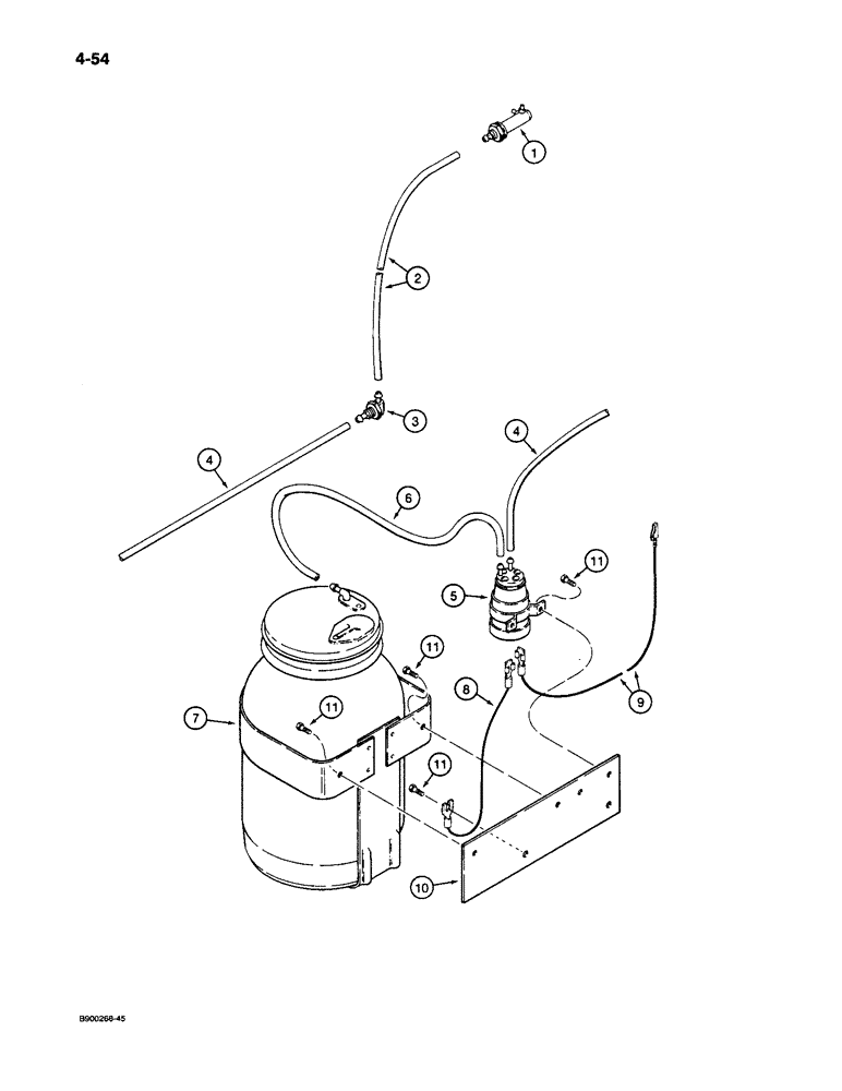 Схема запчастей Case 1085C - (4-54) - WINDSHIELD WASHER (04) - ELECTRICAL SYSTEMS