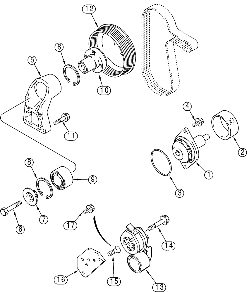 Схема запчастей Case 521D - (02-13) - WATER PUMP SYSTEM (02) - ENGINE