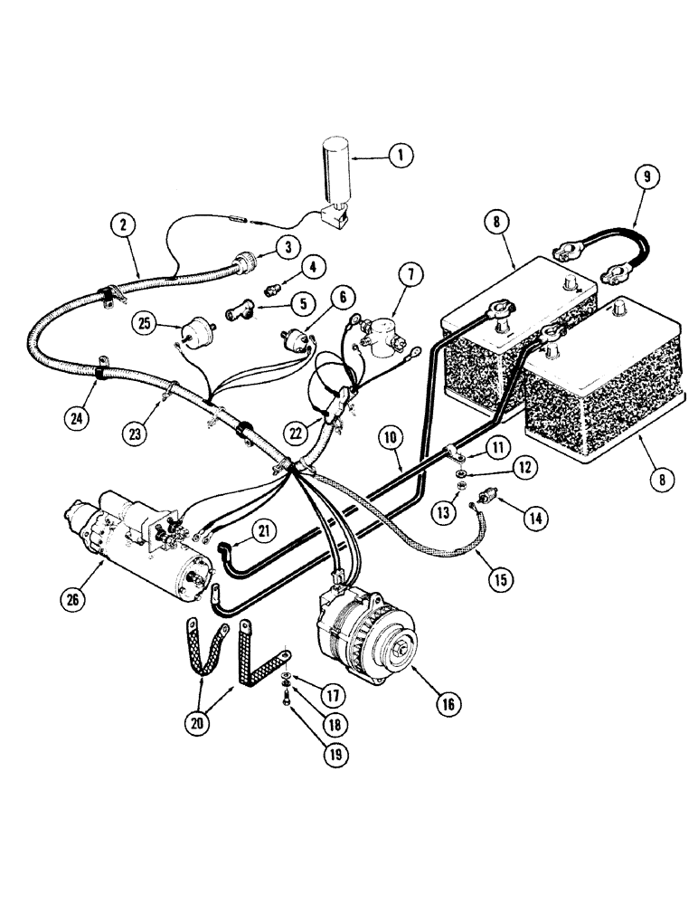 Схема запчастей Case 50 - (4-084) - ENGINE WIRING HARNESS, (DETROIT DIESEL 6V-53 ENGINE) (04) - ELECTRICAL SYSTEMS