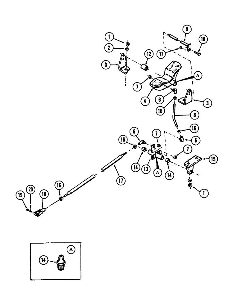 Схема запчастей Case 880B - (214) - PEDAL AND ATTACHING PARTS FOR: RIGHT TRACK (05) - UPPERSTRUCTURE CHASSIS