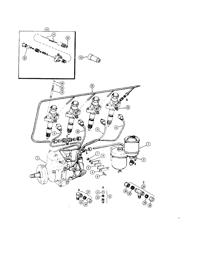 Схема запчастей Case 450 - (043A) - FUEL INJECTION SYSTEM, (188) DIESEL ENGINE USED PRIOR TO ENG. SER. NO. 2627377 (02) - FUEL SYSTEM