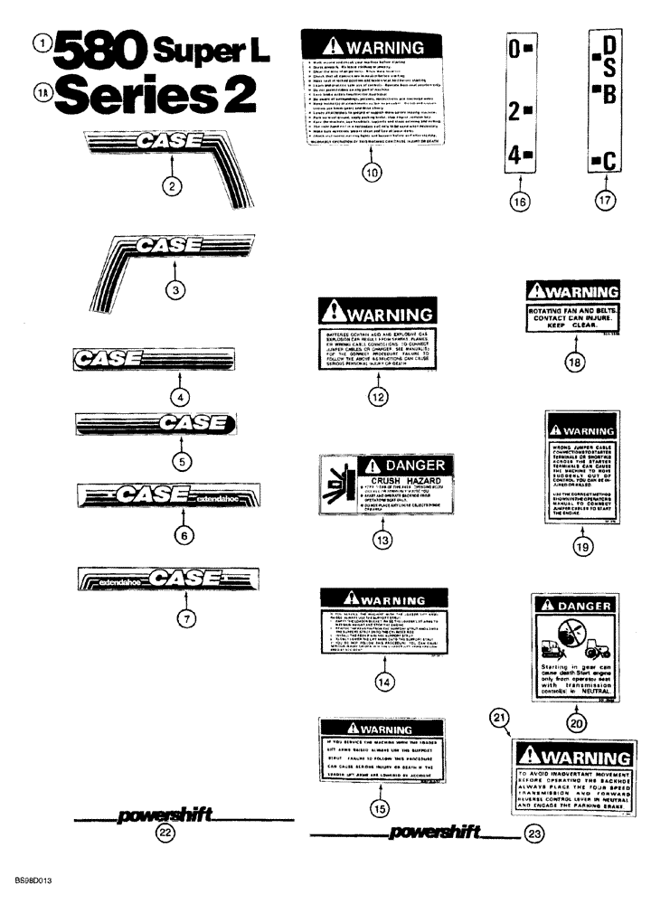 Схема запчастей Case 580SL - (9-152) - DECALS (09) - CHASSIS/ATTACHMENTS