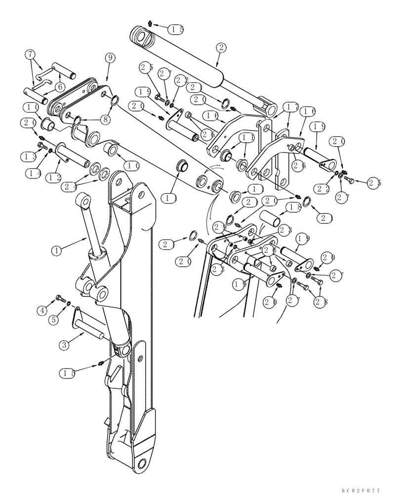 Схема запчастей Case 40XT - (09-54) - BACKHOE - DIPPER (NORTH AMERICA) D125 (09) - CHASSIS