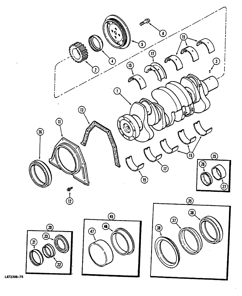 Схема запчастей Case 688 - (2-38) - CRANKSHAFT, 4T-390 ENGINE (02) - ENGINE