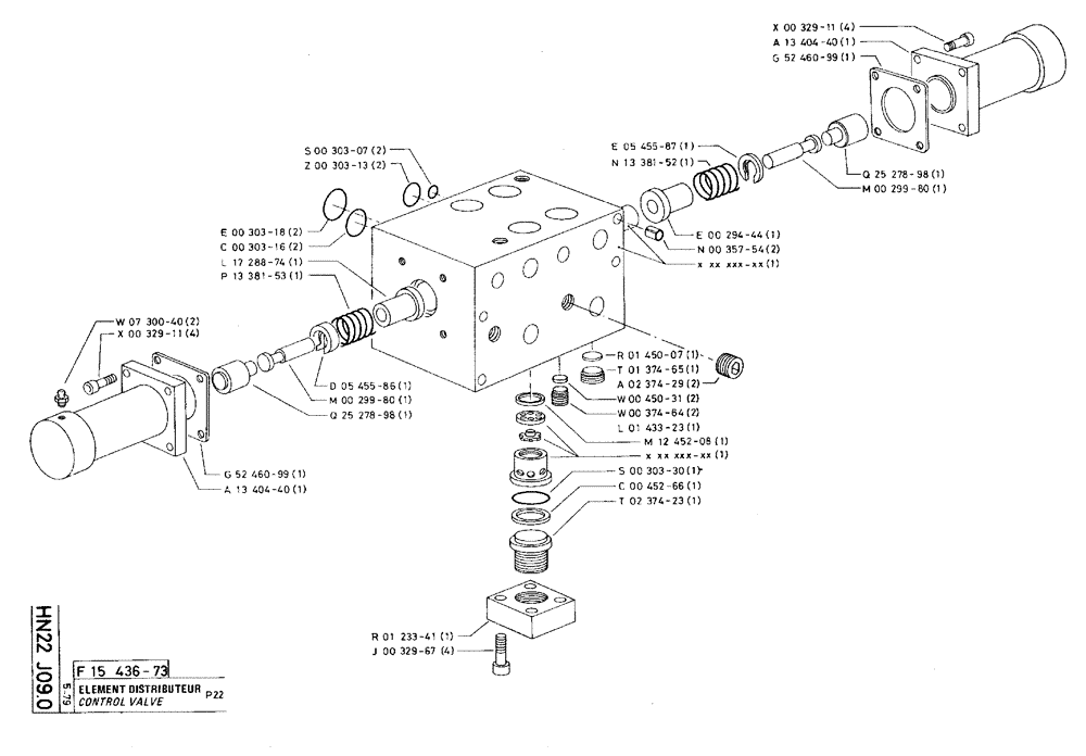 Схема запчастей Case 75C - (HN22 J09.0) - CONTROL VALVE - P22 (07) - HYDRAULIC SYSTEM