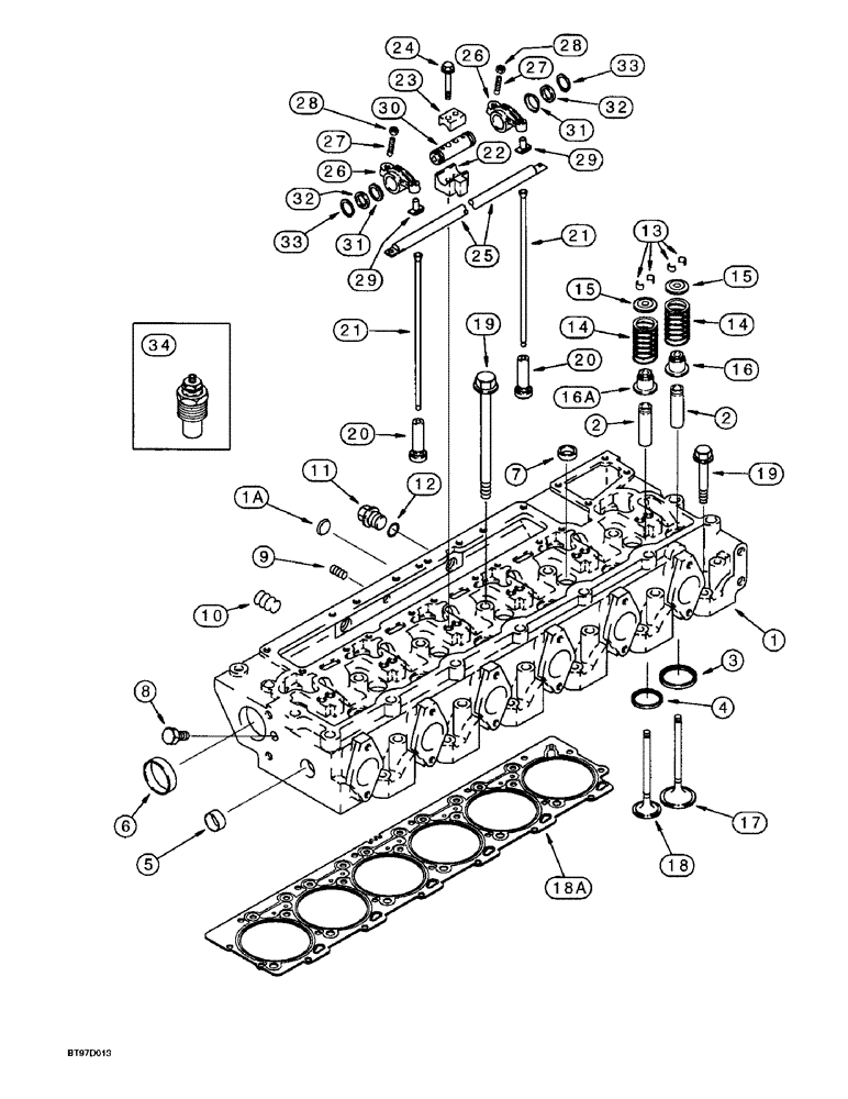 Схема запчастей Case 9045B - (2-32) - CYLINDER HEAD AND VALVE MECHANISM, 6T-830 EMISSIONS CERTIFIED ENGINE (02) - ENGINE