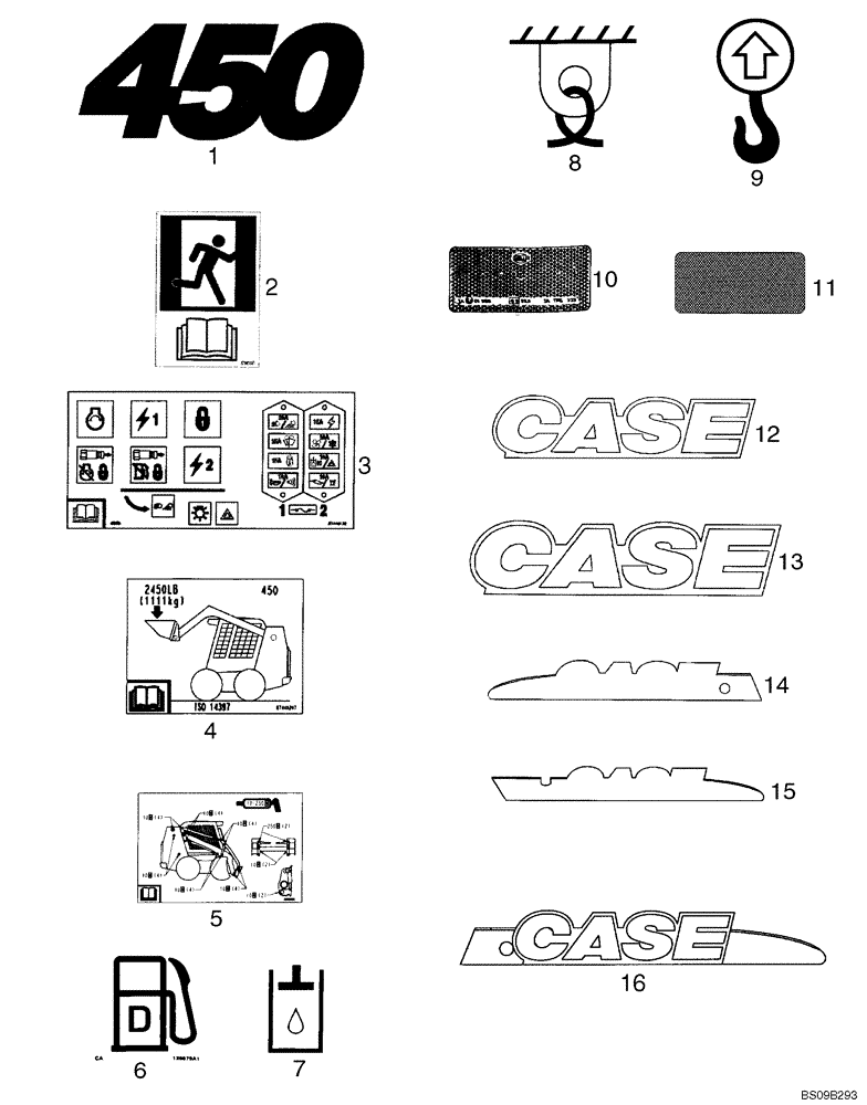 Схема запчастей Case 450CT - (09-42) - DECALS (09) - CHASSIS