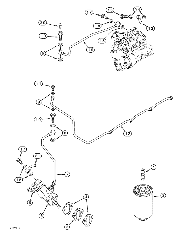 Схема запчастей Case 9010B - (3-018) - FUEL FILTER AND LIFT PUMP, 4TA-390 EMISSIONS CERTIFIED ENGINE, *P.I.N. DAC01#2001 AND AFTER (03) - FUEL SYSTEM